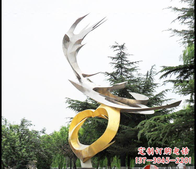北京广场不锈钢抽象凤凰摆件雕塑