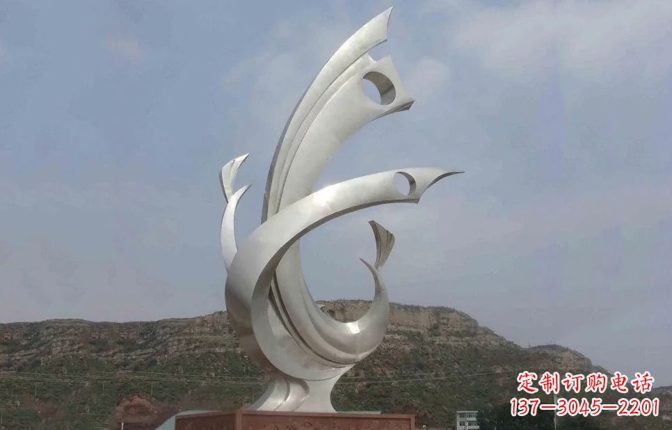 北京广场不锈钢抽象凤凰雕塑 (5)