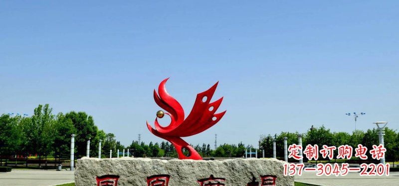 北京广场不锈钢抽象凤凰雕塑 (3)