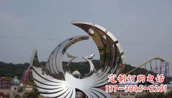 北京广场不锈钢抽象凤凰雕塑 (2)