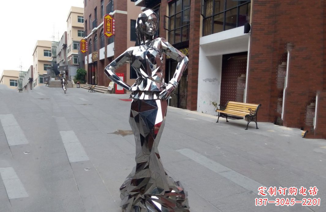 北京广场不锈钢抽象美女雕塑