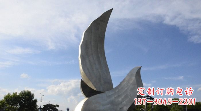 北京广场不锈钢大型抽象和平鸽雕塑