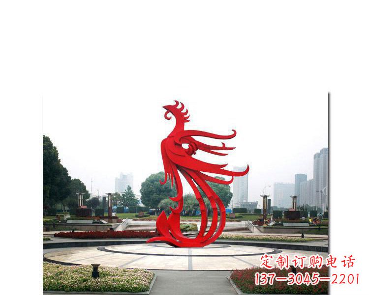 北京古韵雕塑:不锈钢飞翔凤凰雕塑