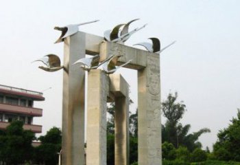 北京展现自然之美的不锈钢大雁动物雕塑