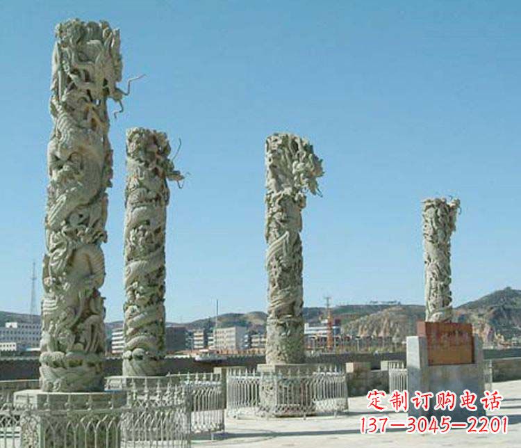 北京中领雕塑的大理石盘龙柱景观石雕