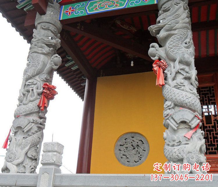 北京精美大理石龙柱雕塑