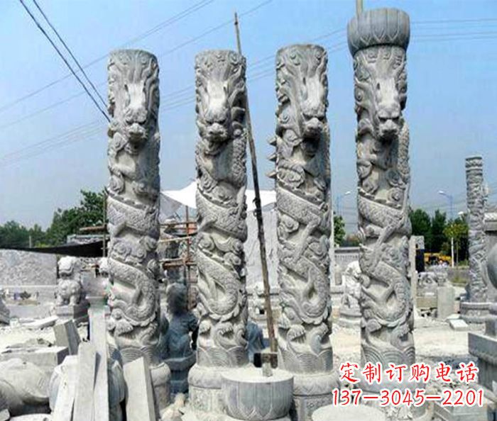 北京广场景观大理石龙柱石雕 (4)