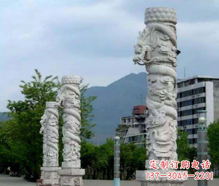 北京精美工艺大理石龙柱雕塑