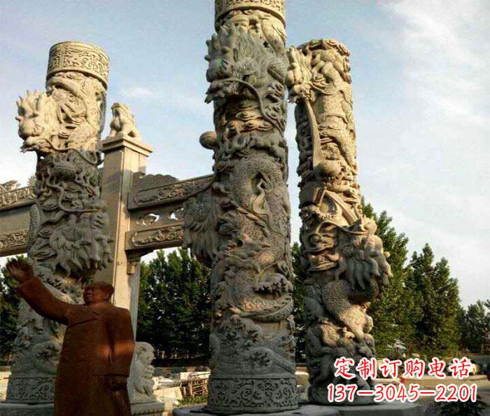北京广场景观大理石龙柱石雕