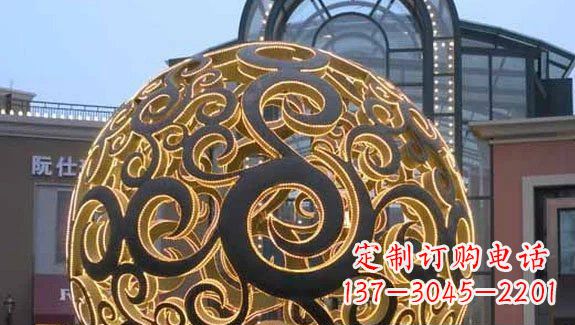 北京镂空球形喷泉雕塑无锈钢精美装点空间
