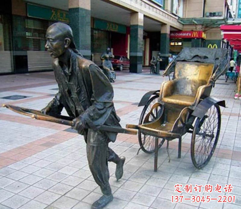 北京黄包车雕塑,艺术品级的装饰