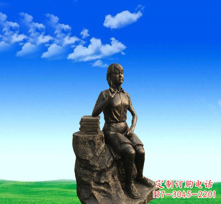 北京广场铜雕美女休息人物雕塑 (2)