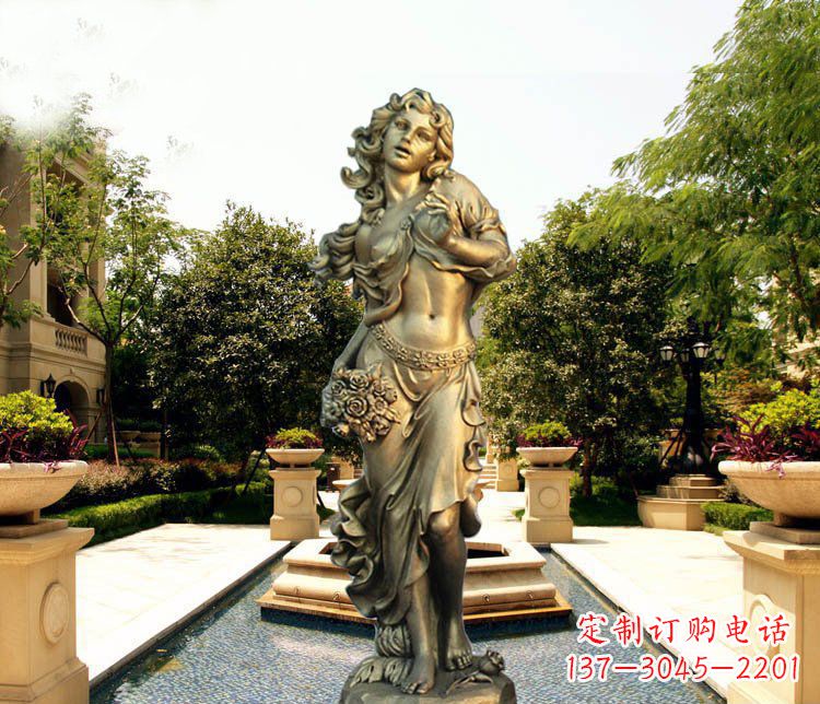 北京华丽蓬勃的铜雕女神像