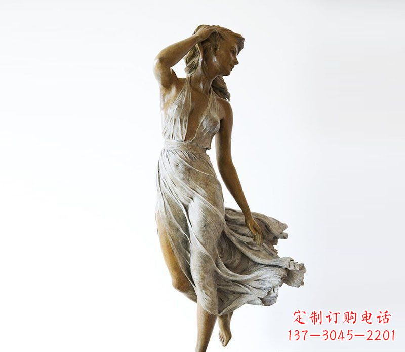 北京广场铜雕西方美女甩头人物雕塑