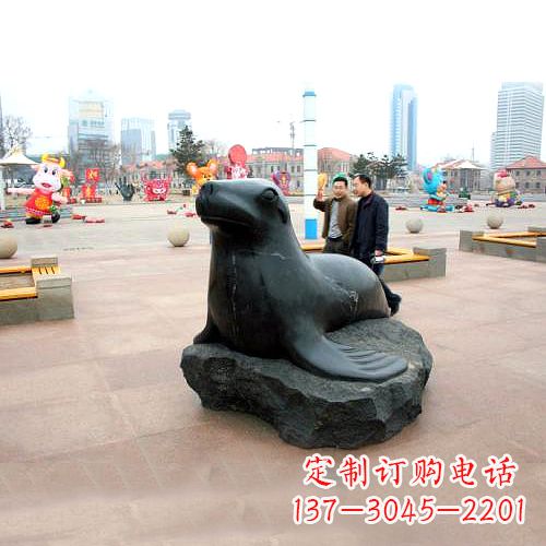 北京海豹石雕塑，精美纯手工制作