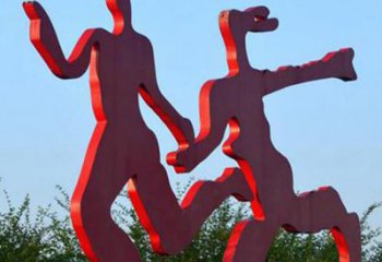 北京中领雕塑-多彩情侣跑步雕塑