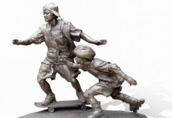 北京令人惊叹的广场滑板男孩铜雕塑