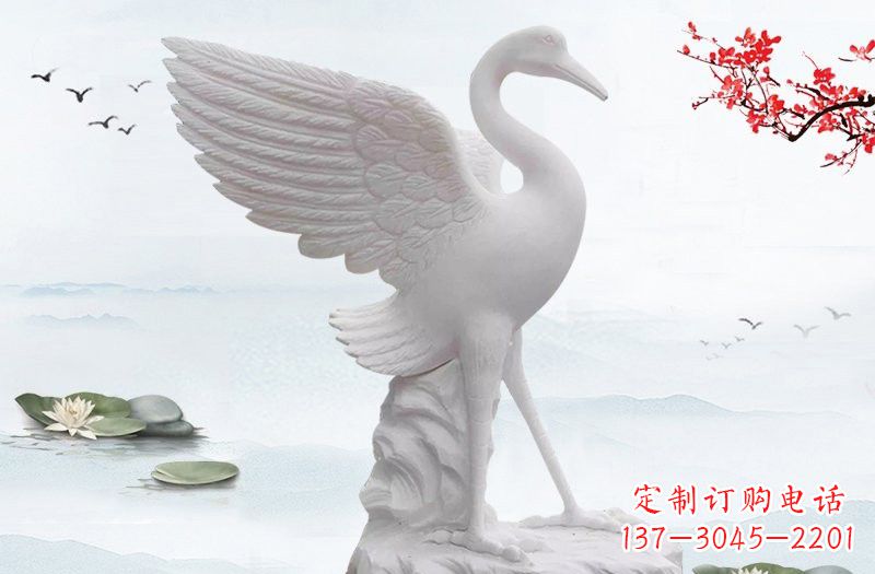 北京开启一段神奇变化之旅——汉白玉仙鹤雕塑