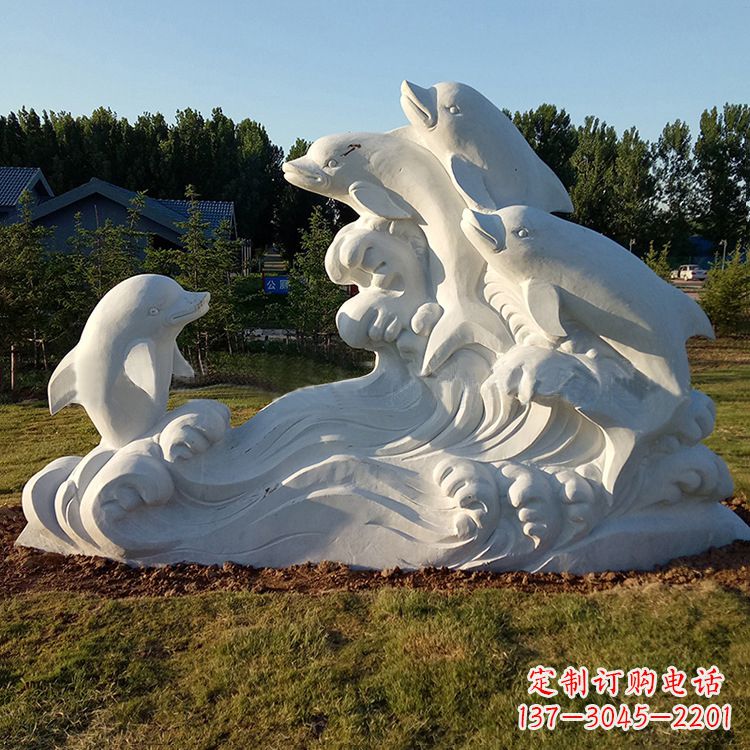 北京汉白玉海豚雕塑,给您的公园另一种美