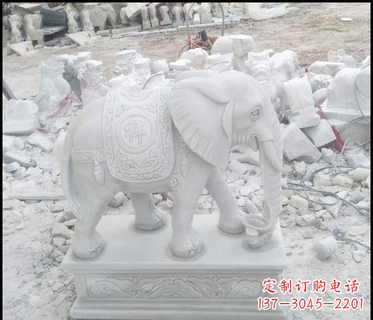 北京汉白玉吉祥大象雕塑