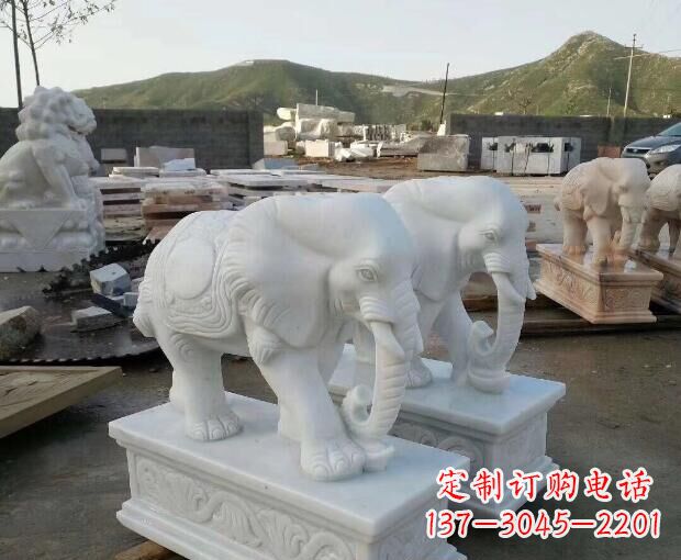 北京汉白玉吉祥如意大象门口石雕 (2)