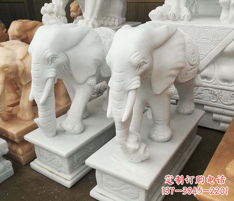 北京汉白玉吉祥如意大象酒店门口石雕