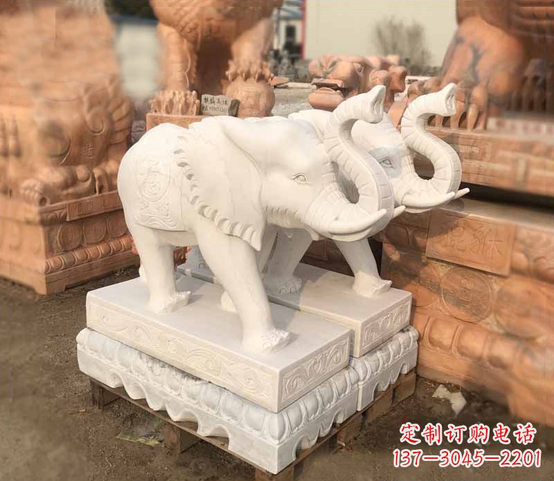 北京汉白玉吉祥如意大象门口镇宅招财石雕