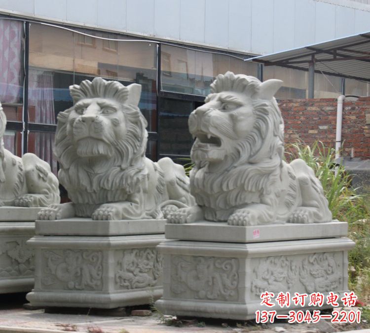 北京汉白玉狮子雕塑,欧式风格精美雕塑