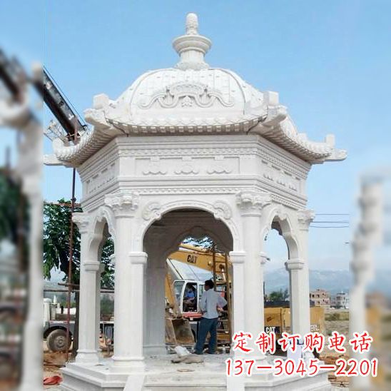 北京汉白玉欧式凉亭雕塑,精美超出想象
