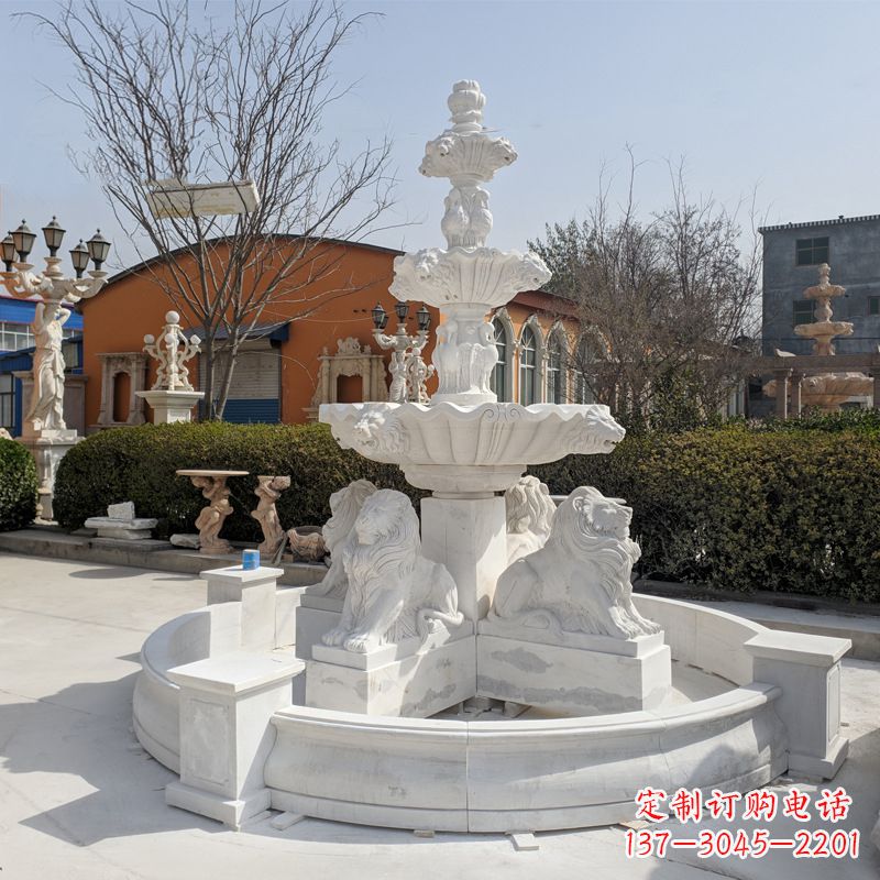 北京汉白玉狮子喷泉雕塑