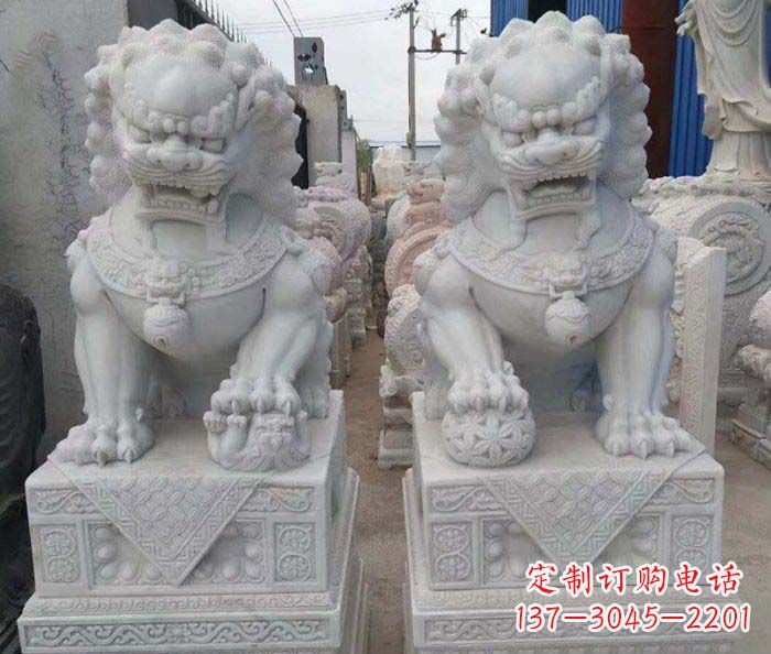 北京汉白玉狮子招财动物石雕