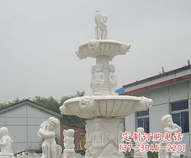北京汉白玉天使大型喷泉石雕