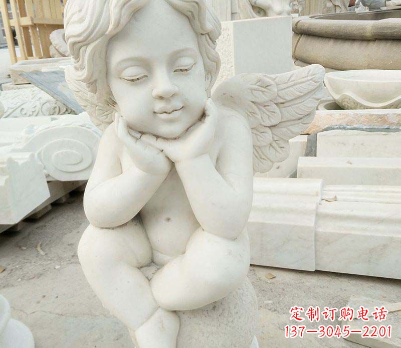 北京汉白玉小天使西方儿童石雕,让孩子们拥有属于自己的天使
