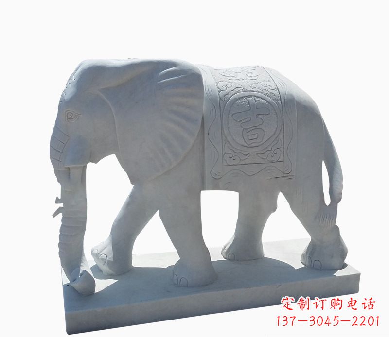 北京桃花开,当铺金,汉白玉大象雕塑,吉祥引财