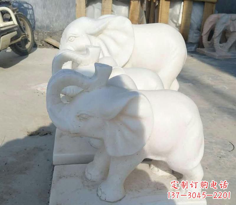北京高端汉白玉招财小象雕塑