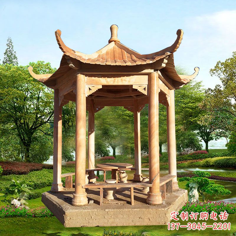 北京定制红色大理石凉亭,添精致品质生活