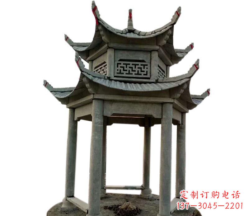 北京户外双层六角凉亭石雕