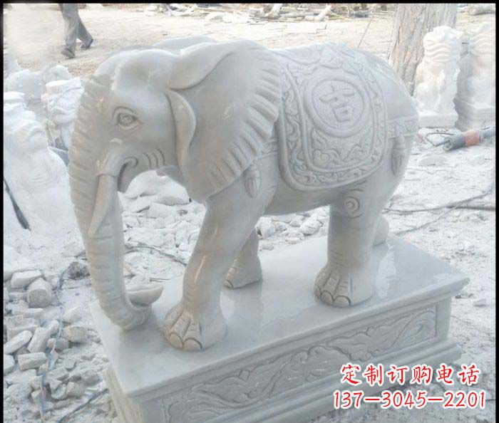 北京高端大象汉白玉雕塑