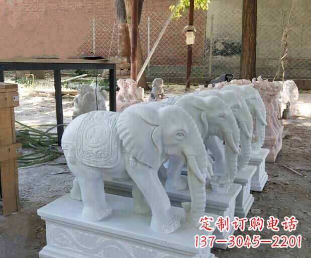 北京吉祥如意汉白玉门口大象石雕 (3)