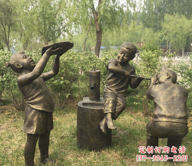 北京艺术熊孩子,活泼可爱的儿童雕塑