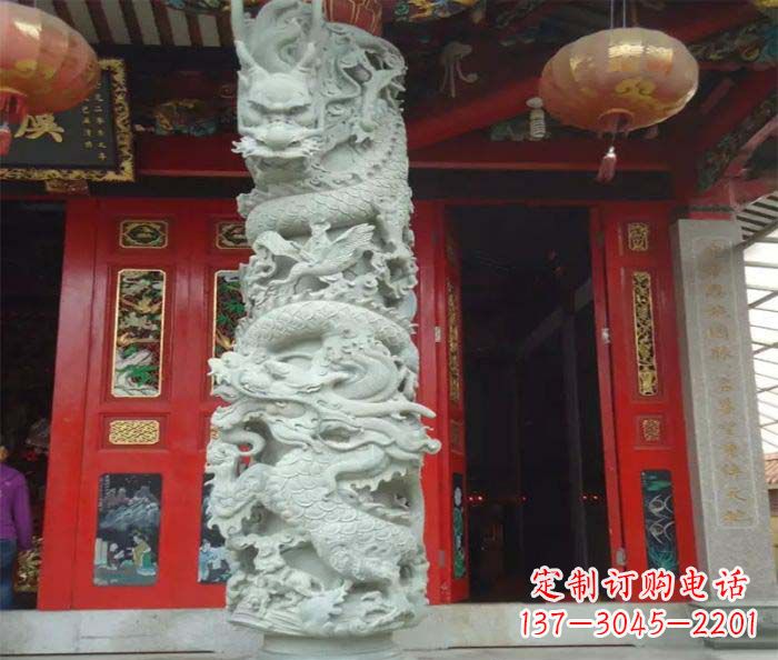北京景区大理石龙柱石雕