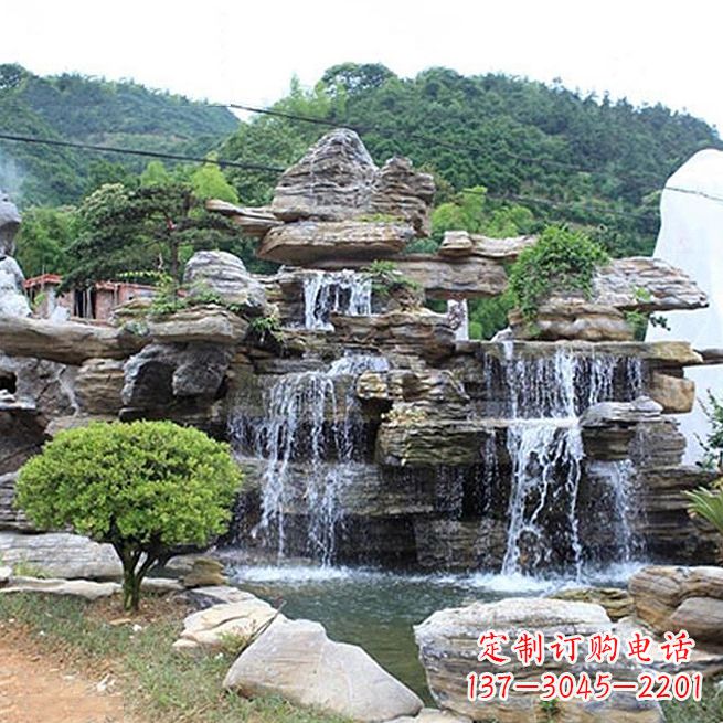 北京领雕塑让您的景区更精彩——奇石流水假山雕塑