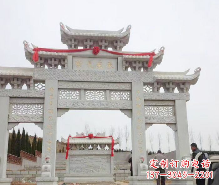 北京景区三门牌坊石雕 (14)