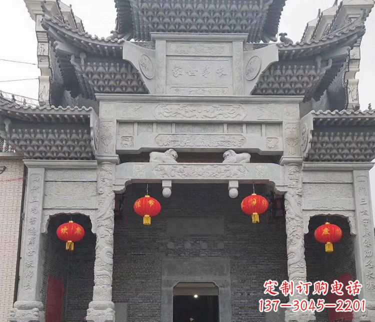 北京景区三门牌坊石雕_2 (3)