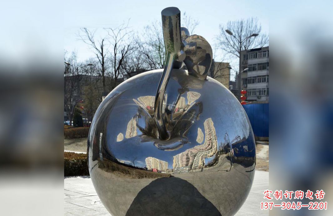 北京镜面不锈钢苹果雕塑