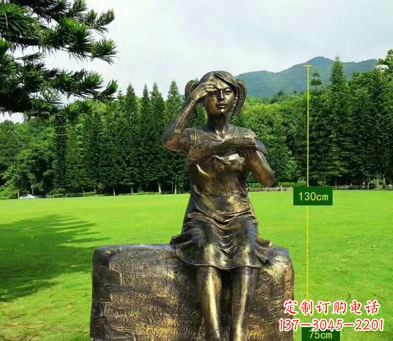北京精美的女孩铜雕塑,展现活力与青春