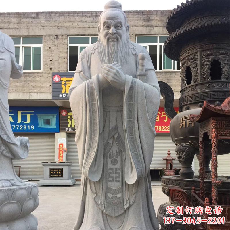 北京传承古典,精美绝伦的孔子石雕头像