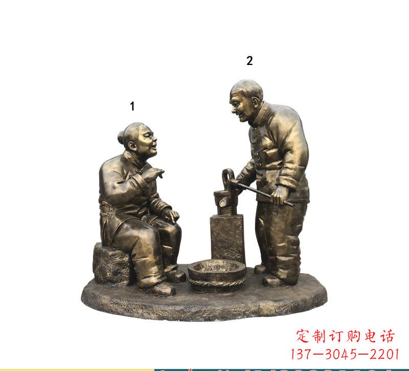 北京质朴传神的老人铜雕