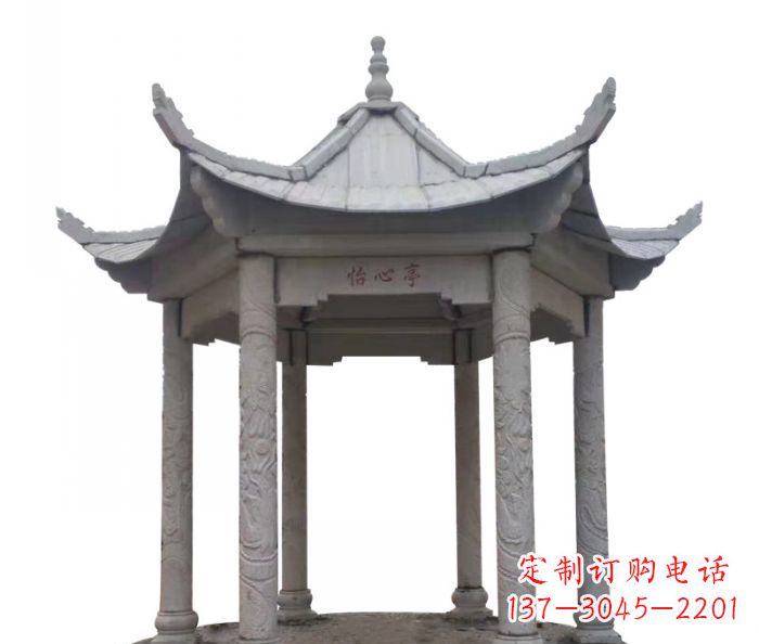 北京六角石雕凉亭 (5)