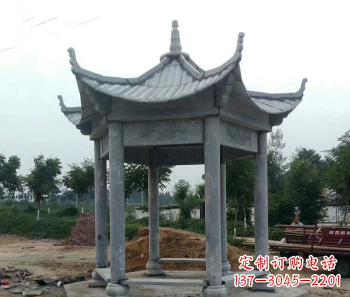北京六角石雕凉亭 (4)